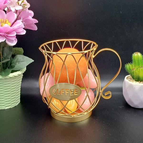 

storage baskets coffee basket large capacity cup shaped fruit hollow metal organizer holder for home cafe el