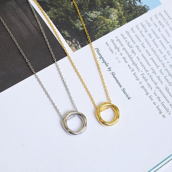 

s925 sterling silver new arrivals geometric round circle clavicle chain necklace for women gifts jewelry wholesale