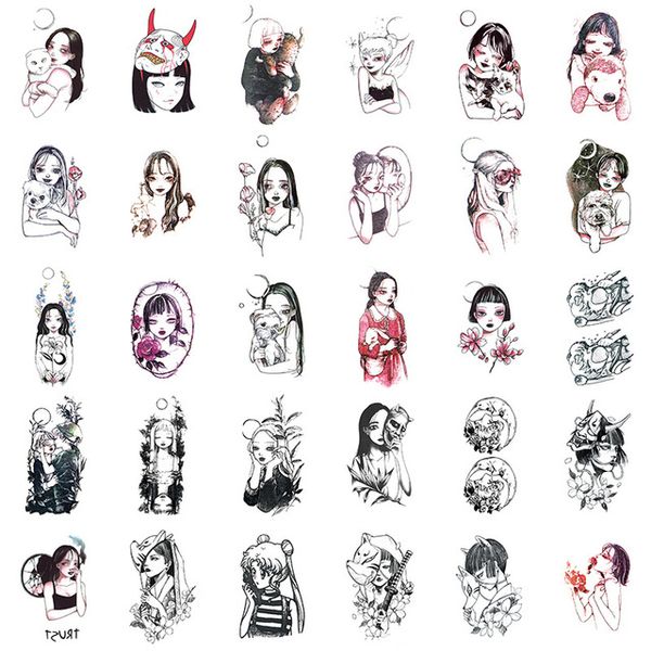 

heap Temporary Tattoos 30Sheets/set Fake Tattoo Little Vintage Old School Style Girls Women Temporary Tattoo Sticker Body Hands Wrist Ta...