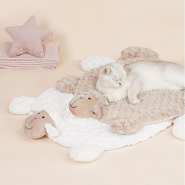 

kennels & pens dog bed comfortable pet mat with anti-slip bottom, sheep shape kennel cushion for cats and small dogs