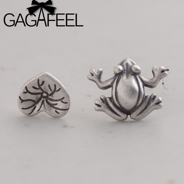 

stud gagafeel 925 sterling silver frog lotus leaf earrings for women art fashion wedding female creative jewelry, Golden;silver