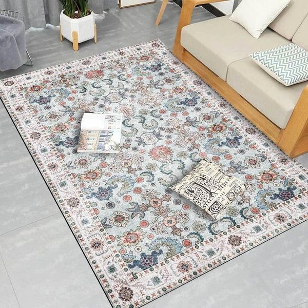 

carpets fashion retro european and american style light blue flower living room bedroom bedside carpet floor mat
