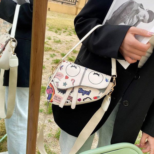 

evening bags for women 2021 luxury handbags tote trendy wide shoulder strap crossbody fashion graffiti