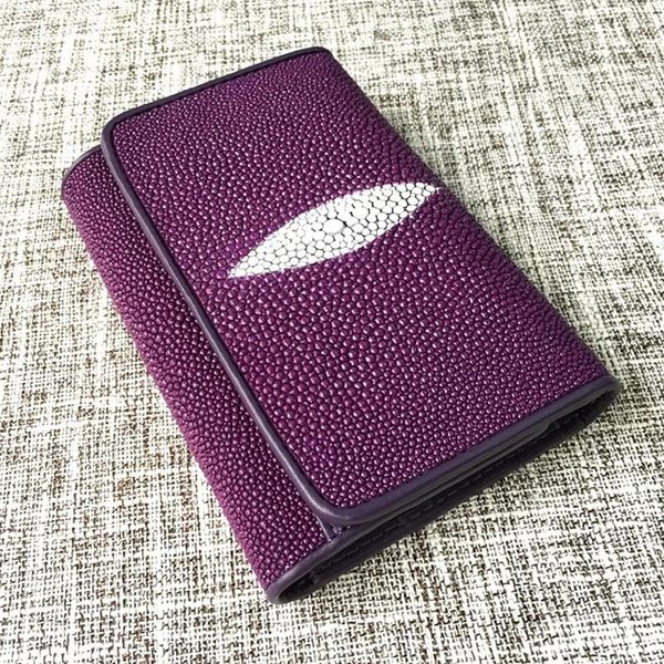 

authentic real stingray skin women short wallet card holder genuine exotic leather lady trifold wallet female small clutch purse, Red;black