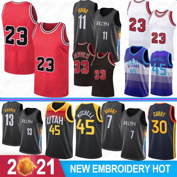 

23 michael men basketball jerseys scottie 33 pippen 91 rodman 45 wiseman mitchell 13 harden 2021 kyrie 11 kevin irving jersey 2022 stock s-x, Black;red