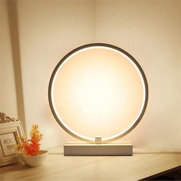 

table lamp round circular modern acrylic desk lamp for living room 30cm 3 light colors led night light for bedroom bedside