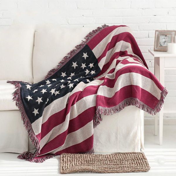 

blankets cotton american flag quality blanket word flow sumi decorative on bed pad variety function knitting sofa throw home