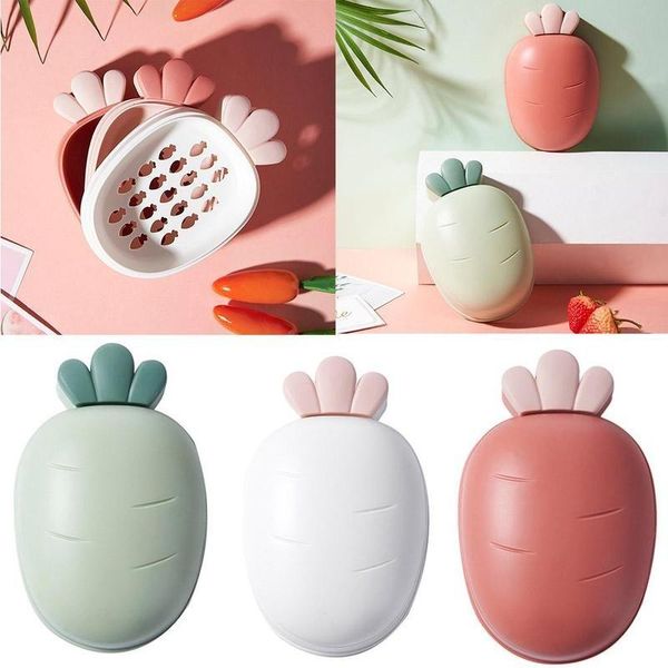 

1pc cute carrot soap box bathroom dish plate case soap box rack home shower portable travel hiking holder container