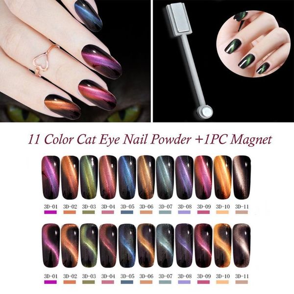 

nail art kits 11 color cat eye symphony powder neon flash mirror 1pc magnet rod
