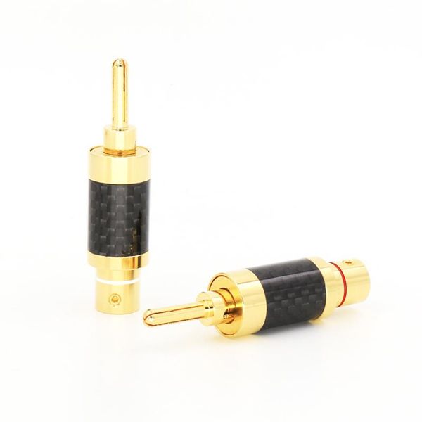 

smart power plugs 4pcs cf-202(r) 3u golld plated speaker cable carbon banana connector