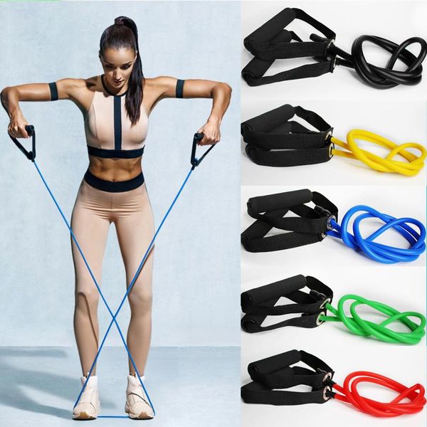

resistance bands 5 levels latex yoga pull rope with handles fitness rubber elastic for women home workouts strength training