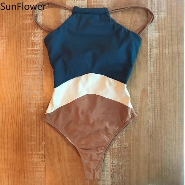 

2021 patchwork one piece swimsuit swimwear high neck bodysuit bathing suit women piece swimwear beach wear monokini