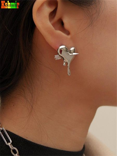 

dangle & chandelier kshmir european and american fashion heart shaped earrings women style retro metal 2021 jewelry gift, Silver