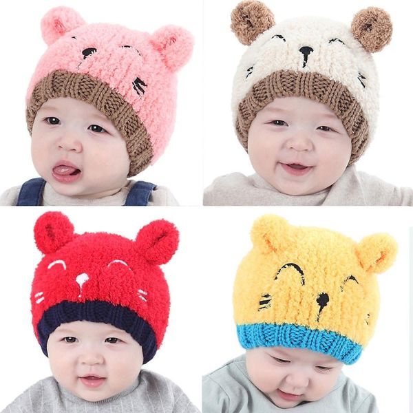 

caps & hats cute baby toddler kids boy girl knitted children's lovely spire soft hat kawaii cartoon design plush ropa, Yellow