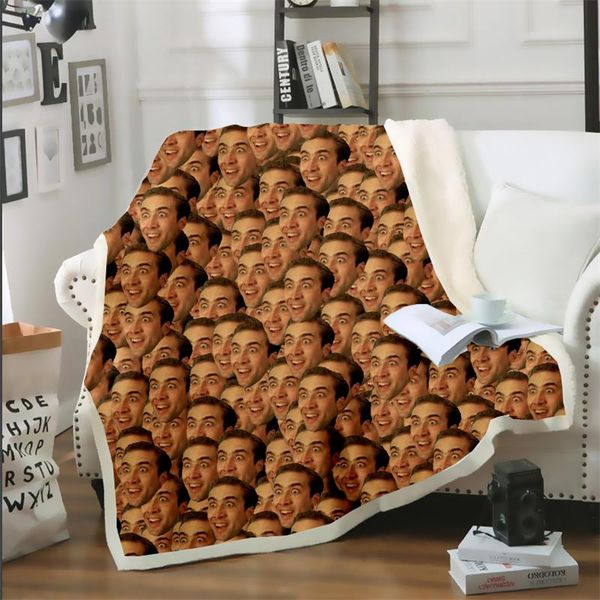 

cloocl new nicolas cage funny 3d print harajuku air conditioning blanket sofa teens bedding throw blankets plush quilt