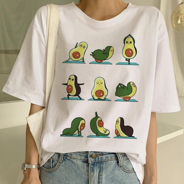 

women's t-shirt kawaii cartoon avocado short sleeve women casual graphic female tee summer harajuku t-shirts, White