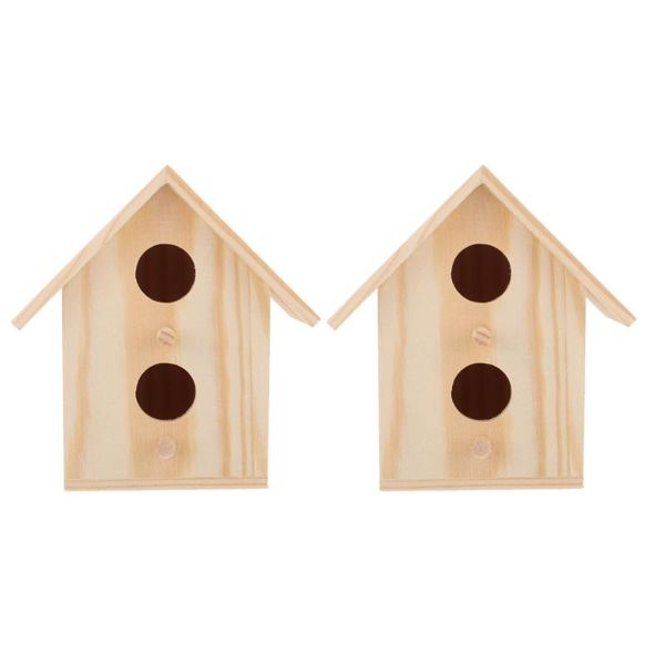 

bird cages 2pcs household parrot nest wooden breeding house for (wood)