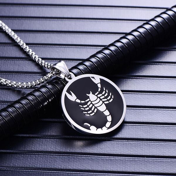 

pendant necklaces zodiac necklace men sign 12 constellation stainless steel chains male accessories long 2021 wholesale, Silver