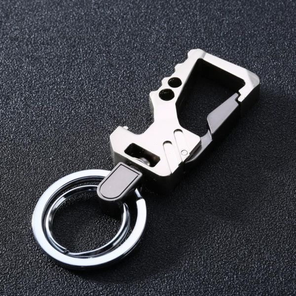 

keychains car anti-scratch multi keychain bottle opener key ring with hook swivel double loops accessories interior, Silver