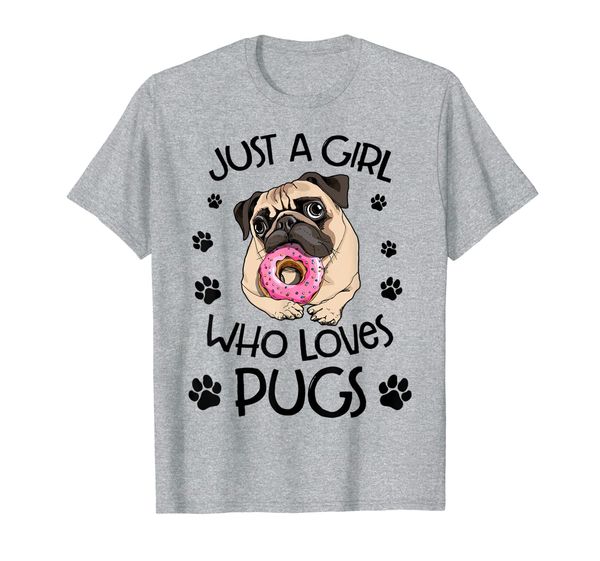 

just a girl who loves pugs cute pug dog gift for girl kids t-shirt, White;black