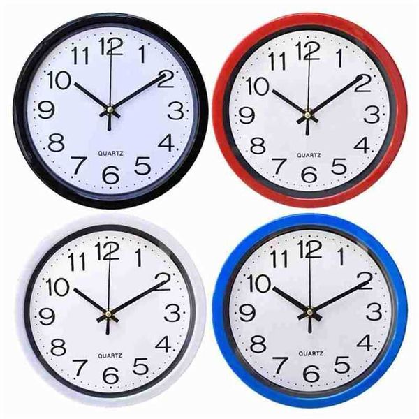 Moda Simplicidade Redonda Relógio De Parede Quartz Silver Sweep Decor Cozinha Para Living Office Clocks Home Movimento Room Quarto F K6v9 211110