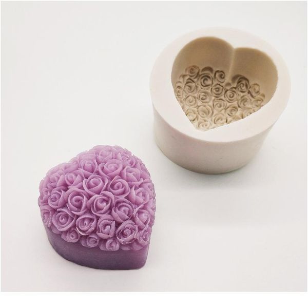 

3d sile soap mold heart love rose flower chocolate mould candle polymer clay molds crafts diy forms for soap base t jllyqc