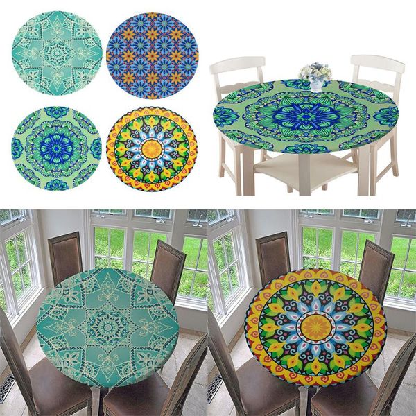 

table cloth cover protector round tablecloth flower printing mat decoration 120cm/47inch dia with soft backing