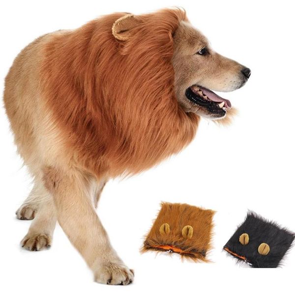 

dog apparel 2 color lion mane headgear realistic funny with ears for dogs