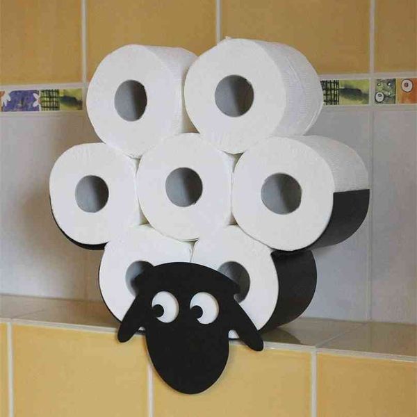 Schaf-Toilettenpapierrollenhalter für Badezimmer, Wandmontage, zur Aufbewahrung von Toilettenpapierrollen, Metall-Rack-Halterung, hält bis zu 7 Neuheiten 210720