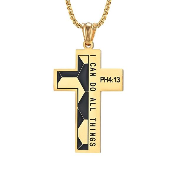 

pendant necklaces philippians prayer necklace christian jesus cross titanium design feeling steel neck chain men's jewelry gifts, Silver