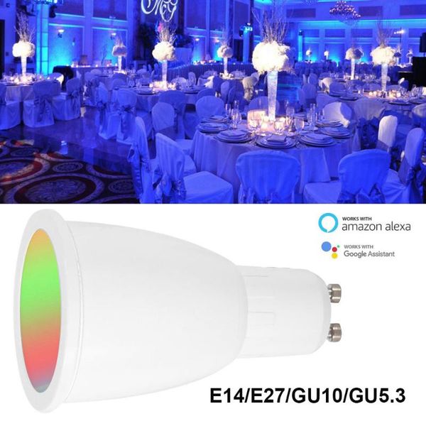 

bulbs wifi smart light bulb gu10/e27 rgbw 6w led dimmable cup compatible with alexa&google home remote ac85-265v