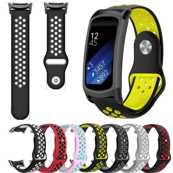 

watch bands fashion breathable sport silicone strap band for samsung gear fit r350 smart bracelet replacement watchband belt, Black;brown