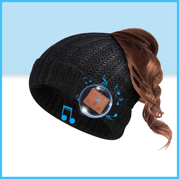 

autumn and winter betooth music exposed horsetail wool hat flanging warm knitted female, Blue;gray