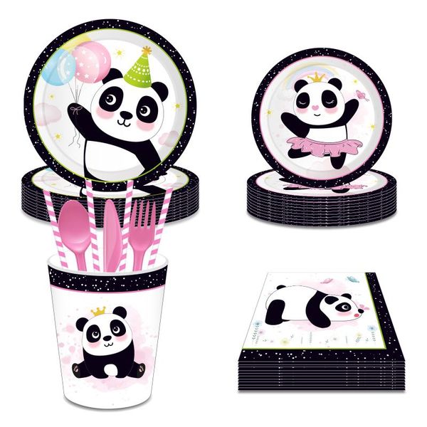 

disposable dinnerware cute china panda theme baby shower party tableware sets plates cups for happy birthday decorations