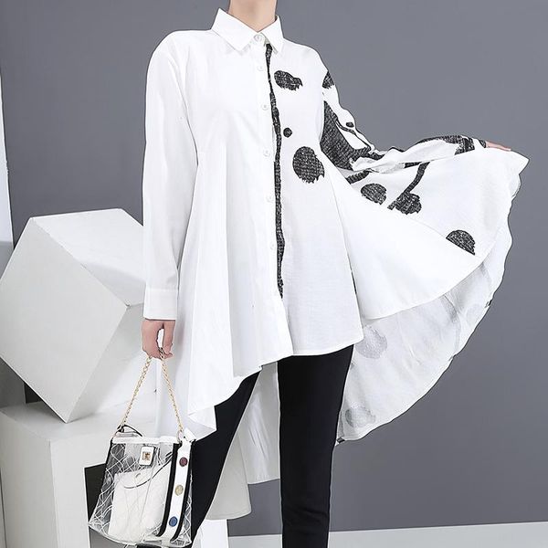 

european station blouse 2021 autumn new women's blouse korean style long-sleeved loose shirt female 6507, White