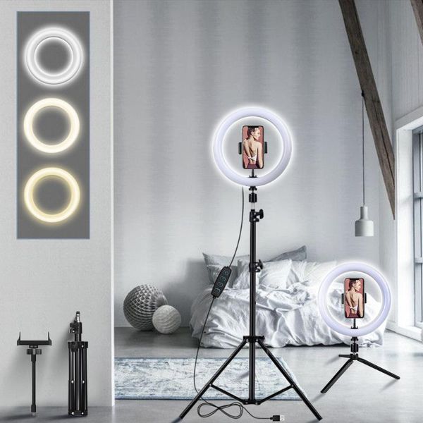 

flash heads selfie ring light pography fill lighting led lamp with tripod phone holder for live streaming video recording makeup