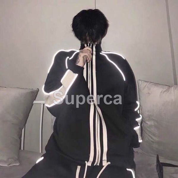 

qaulity man designers clothes 2020 mens tracksuit jacket hoodie 3m reflective men s clothing sport hoodies tracksuits asian size s-xxl, Black
