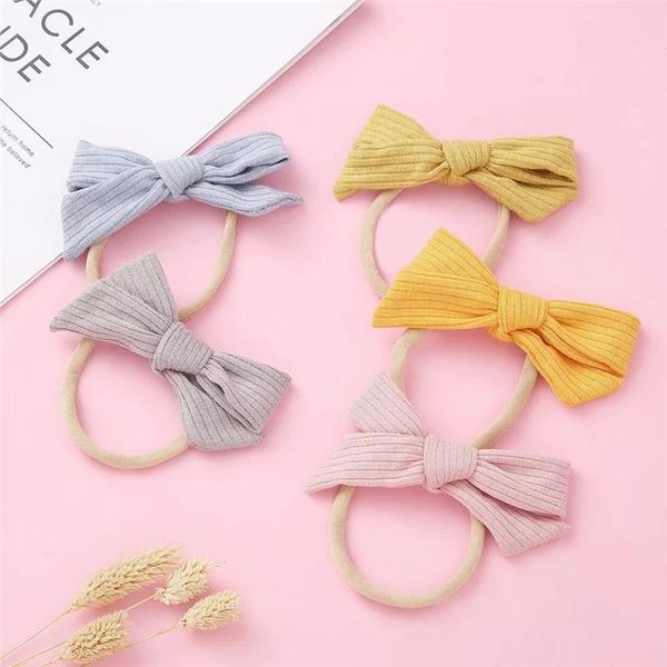 

15 colors soft cotton linen fabric bow hair clips, schoolgirl sailor bow baby girls hair accessories, Slivery;white