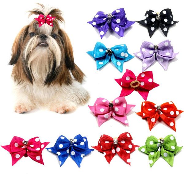 

dog apparel 10pcs pet headdress teddy cats rubber band round dot products headgear cat dressing up accessories