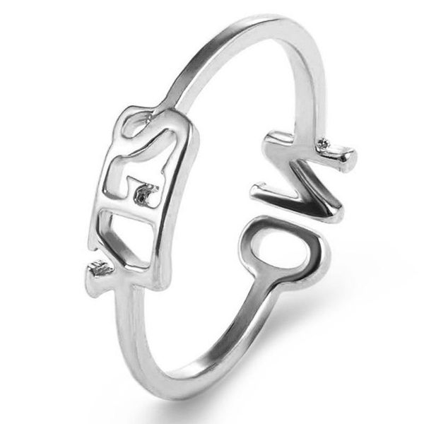 

cluster rings simple fashion yes no letter ring for women creative 3-color female party jewelry gifts punk hip hop accessories, Golden;silver