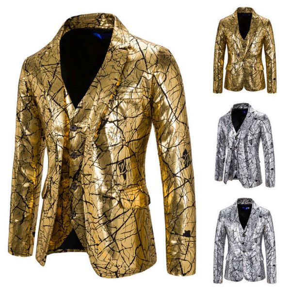 

men's new style print gilt crackle dress show suit two piece vest, White;black