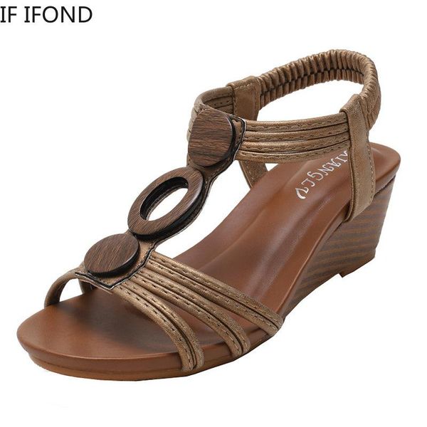 

if ifond women sandals summer vintage female wedge shoes platform casual non-slip roman women's sandals beach soft ladies shoes, Black