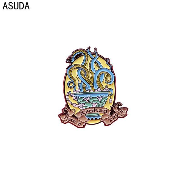 

pins, brooches kraken ocs brooch and enamel pins men women fashion jewelry gifts anime movie novel lapel badges, Gray