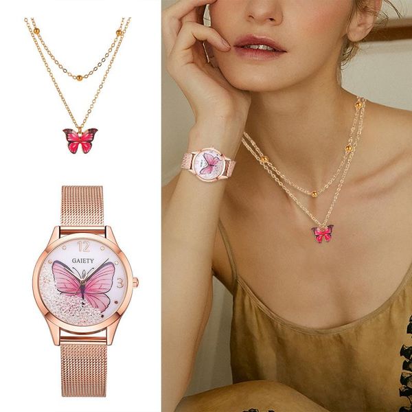 

earrings & necklace business casual quartz watch with ladies jewelry gift combination fashion sets for women accessory l3, Silver