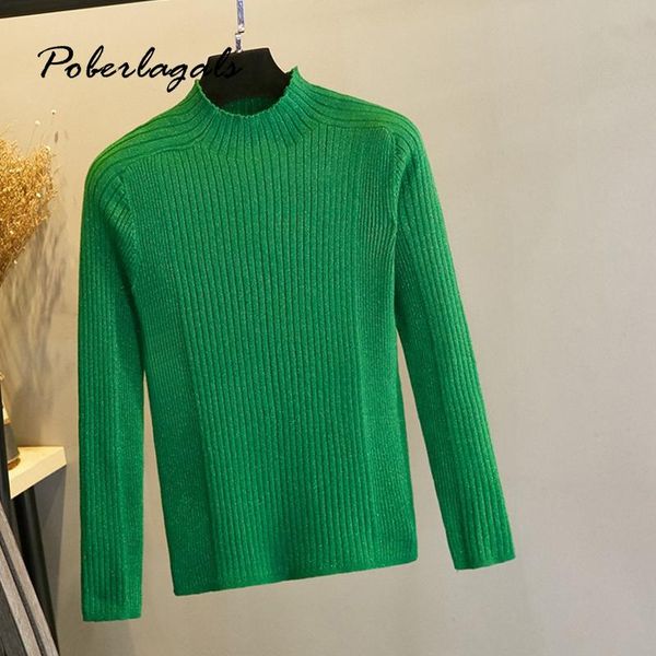 

women's sweaters winter knitted women pullovers autumn 2021 korean turtleneck knit pullover gold and silver shirt ladies sweater, White;black