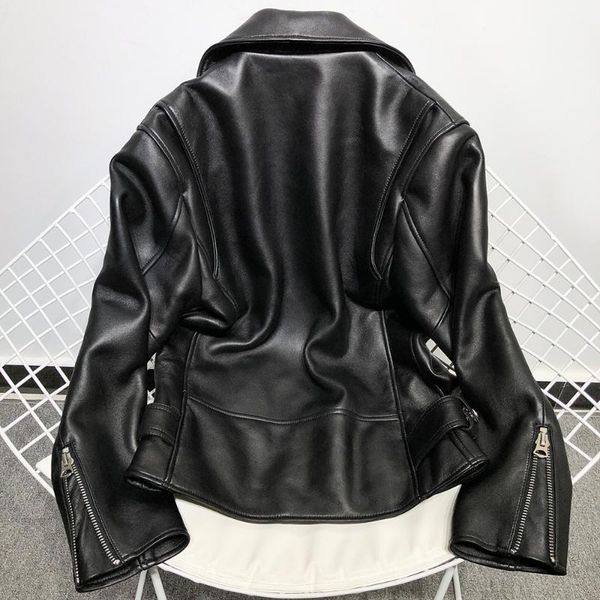 

women's leather & faux yoloagain women oversized genuine jacket ladies black loose biker motorcycle punk streetwear1