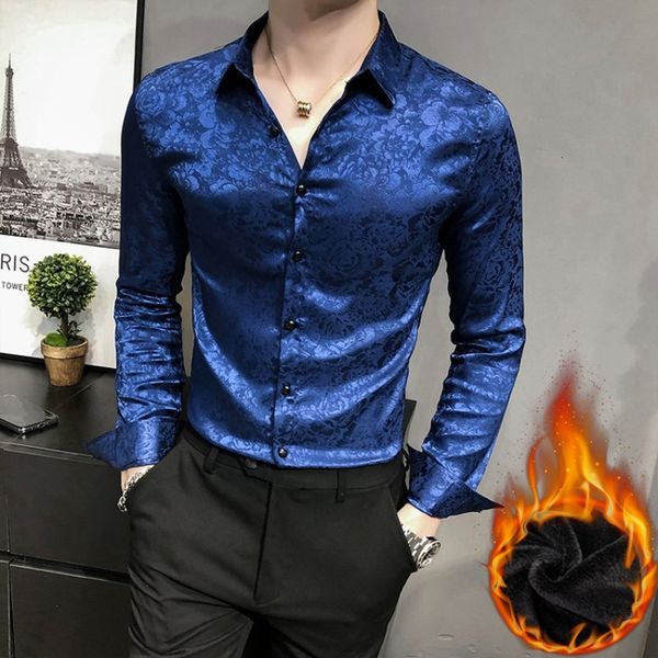 

new inverno alta qualidade manga longa camisas casuais dos homens moda quente fino ajuste formal vestido blusa h nk99, Black;brown