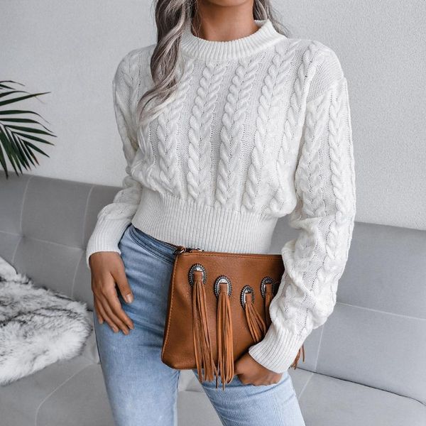 

women's sweaters o-neck long sleeve loose chunky knitted pullover sweater jumper fall clothes for women, White;black