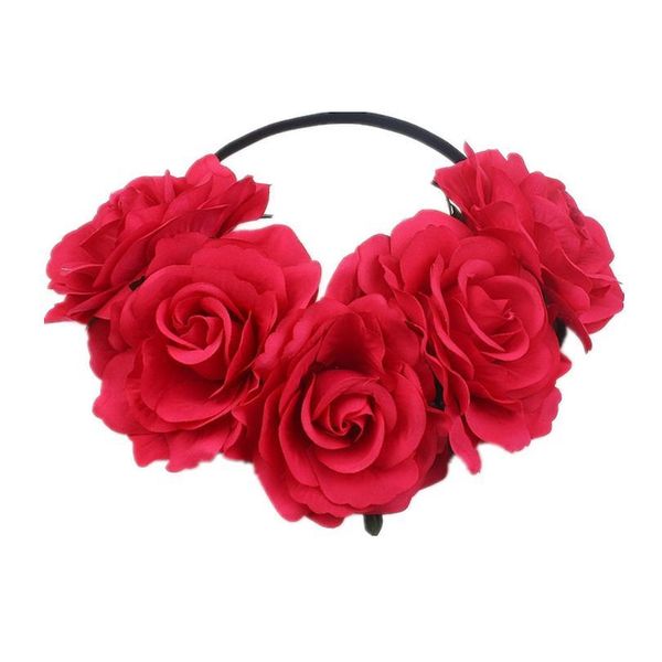 

bohemia handmade floral headband big rose flower hairhead accessories women girls bridemaids wreath party hair ornament qyldez