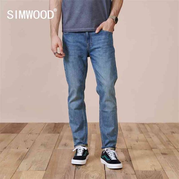 

spring slim fit tapered jeans men casual basic classical trousers brand clothing sk130283 210723, Blue